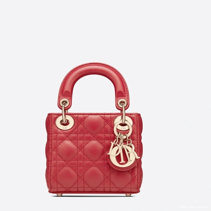 Cheap Lambskin Cannage Lady Dior Bag Red Micro 0813 Luxury